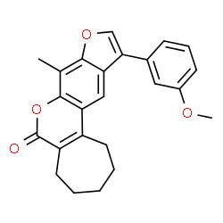 ChemSpider 2D Image | 11-(3-Methoxyphenyl)-8-methyl-2,3,4,5-tetrahydrocyclohepta[c]furo[3,2-g]chromen-6(1H)-one | C24H22O4