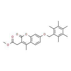 ChemSpider 2D Image | Methyl {4-methyl-2-oxo-7-[(pentamethylbenzyl)oxy]-2H-chromen-3-yl}acetate | C25H28O5
