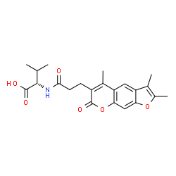 ChemSpider 2D Image | N-[3-(2,3,5-Trimethyl-7-oxo-7H-furo[3,2-g]chromen-6-yl)propanoyl]-L-valine | C22H25NO6