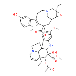 ChemSpider 2D Image | Methyl 4-acetoxy-15-[18-ethyl-7-hydroxy-13-(methoxycarbonyl)-11-methyl-17-oxa-1,11-diazapentacyclo[13.4.1.0~4,12~.0~5,10~.0~16,18~]icosa-4(12),5,7,9-tetraen-13-yl]-3-hydroxy-16-methoxy-6,7-didehydroas
pidospermidine-3-carboxylate | C46H56N4O10