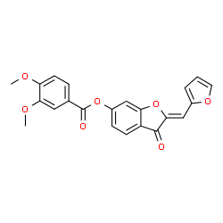 ChemSpider 2D Image | (2Z)-2-(2-Furylmethylene)-3-oxo-2,3-dihydro-1-benzofuran-6-yl 3,4-dimethoxybenzoate | C22H16O7