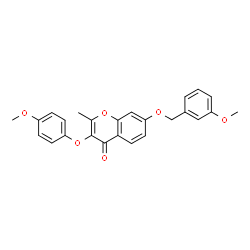 ChemSpider 2D Image | 7-[(3-Methoxybenzyl)oxy]-3-(4-methoxyphenoxy)-2-methyl-4H-chromen-4-one | C25H22O6
