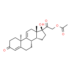ChemSpider 2D Image | (10alpha,14beta,17alpha)-17-Hydroxy-3,20-dioxopregna-4,9(11)-dien-21-yl acetate | C23H30O5
