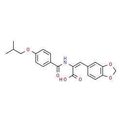ChemSpider 2D Image | (2E)-3-(1,3-Benzodioxol-5-yl)-2-[(4-isobutoxybenzoyl)amino]acrylic acid | C21H21NO6