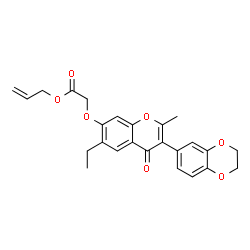 ChemSpider 2D Image | Allyl {[3-(2,3-dihydro-1,4-benzodioxin-6-yl)-6-ethyl-2-methyl-4-oxo-4H-chromen-7-yl]oxy}acetate | C25H24O7