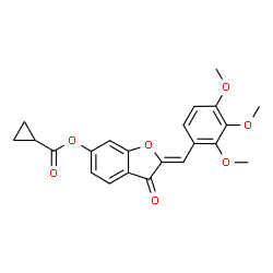 ChemSpider 2D Image | (2Z)-3-Oxo-2-(2,3,4-trimethoxybenzylidene)-2,3-dihydro-1-benzofuran-6-yl cyclopropanecarboxylate | C22H20O7