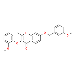 ChemSpider 2D Image | 7-[(3-Methoxybenzyl)oxy]-3-(2-methoxyphenoxy)-2-methyl-4H-chromen-4-one | C25H22O6