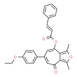 ChemSpider 2D Image | 6-(4-Ethoxyphenyl)-1,3-dimethyl-4-oxo-4H-cyclohepta[c]furan-8-yl (2E)-3-phenylacrylate | C28H24O5