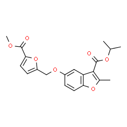 ChemSpider 2D Image | Isopropyl 5-{[5-(methoxycarbonyl)-2-furyl]methoxy}-2-methyl-1-benzofuran-3-carboxylate | C20H20O7