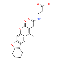 ChemSpider 2D Image | N-[(4-Methyl-2-oxo-6,7,8,9-tetrahydro-2H-[1]benzofuro[3,2-g]chromen-3-yl)acetyl]-beta-alanine | C21H21NO6