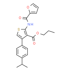 ChemSpider 2D Image | Propyl 2-(2-furoylamino)-4-(4-isopropylphenyl)-3-thiophenecarboxylate | C22H23NO4S
