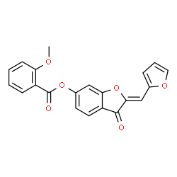 ChemSpider 2D Image | (2Z)-2-(2-Furylmethylene)-3-oxo-2,3-dihydro-1-benzofuran-6-yl 2-methoxybenzoate | C21H14O6