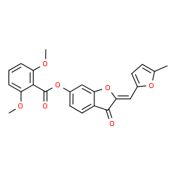 ChemSpider 2D Image | (2Z)-2-[(5-Methyl-2-furyl)methylene]-3-oxo-2,3-dihydro-1-benzofuran-6-yl 2,6-dimethoxybenzoate | C23H18O7