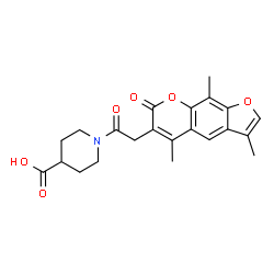 ChemSpider 2D Image | 1-[(3,5,9-Trimethyl-7-oxo-7H-furo[3,2-g]chromen-6-yl)acetyl]-4-piperidinecarboxylic acid | C22H23NO6