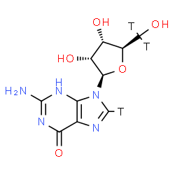 ChemSpider 2D Image | (C~5~',C~5~',8-~3~H_3_)Guanosine | C10H10T3N5O5