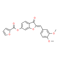 ChemSpider 2D Image | (2Z)-2-(3,4-Dimethoxybenzylidene)-3-oxo-2,3-dihydro-1-benzofuran-6-yl 2-furoate | C22H16O7