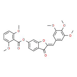 ChemSpider 2D Image | (2Z)-3-Oxo-2-(3,4,5-trimethoxybenzylidene)-2,3-dihydro-1-benzofuran-6-yl 2,6-dimethoxybenzoate | C27H24O9