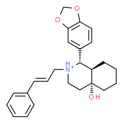 ChemSpider 2D Image | (1S,4aR,8aR)-1-(1,3-Benzodioxol-5-yl)-4a-hydroxy-2-[(2E)-3-phenyl-2-propen-1-yl]decahydroisoquinolinium | C25H30NO3