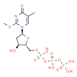 ChemSpider 2D Image | 1-[2-Deoxy-5-O-(hydroxy{[hydroxy(phosphonooxy)phosphoryl]oxy}phosphoryl)-alpha-D-erythro-pentofuranosyl]-2-methoxy-5-methyl-4(1H)-pyrimidinone | C11H19N2O14P3