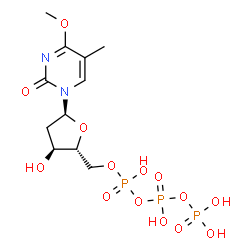 ChemSpider 2D Image | 1-[2-Deoxy-5-O-(hydroxy{[hydroxy(phosphonooxy)phosphoryl]oxy}phosphoryl)-alpha-D-erythro-pentofuranosyl]-4-methoxy-5-methyl-2(1H)-pyrimidinone | C11H19N2O14P3