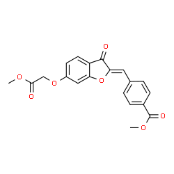 ChemSpider 2D Image | Methyl 4-{(Z)-[6-(2-methoxy-2-oxoethoxy)-3-oxo-1-benzofuran-2(3H)-ylidene]methyl}benzoate | C20H16O7