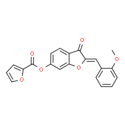 ChemSpider 2D Image | (2Z)-2-(2-Methoxybenzylidene)-3-oxo-2,3-dihydro-1-benzofuran-6-yl 2-furoate | C21H14O6