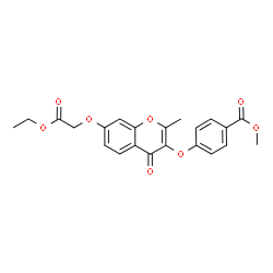 ChemSpider 2D Image | Methyl 4-{[7-(2-ethoxy-2-oxoethoxy)-2-methyl-4-oxo-4H-chromen-3-yl]oxy}benzoate | C22H20O8