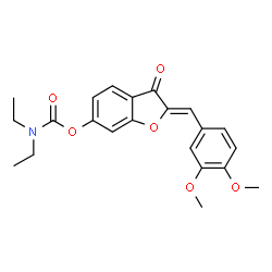 ChemSpider 2D Image | (2Z)-2-(3,4-Dimethoxybenzylidene)-3-oxo-2,3-dihydro-1-benzofuran-6-yl diethylcarbamate | C22H23NO6