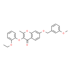 ChemSpider 2D Image | 3-(2-Ethoxyphenoxy)-7-[(3-methoxybenzyl)oxy]-2-methyl-4H-chromen-4-one | C26H24O6