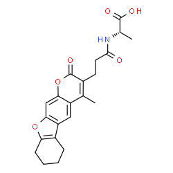 ChemSpider 2D Image | N-[3-(4-Methyl-2-oxo-6,7,8,9-tetrahydro-2H-[1]benzofuro[3,2-g]chromen-3-yl)propanoyl]-L-alanine | C22H23NO6
