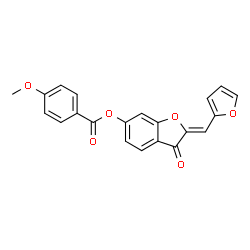 ChemSpider 2D Image | (2Z)-2-(2-Furylmethylene)-3-oxo-2,3-dihydro-1-benzofuran-6-yl 4-methoxybenzoate | C21H14O6