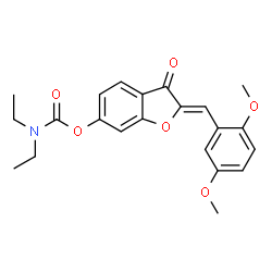 ChemSpider 2D Image | (2Z)-2-(2,5-Dimethoxybenzylidene)-3-oxo-2,3-dihydro-1-benzofuran-6-yl diethylcarbamate | C22H23NO6