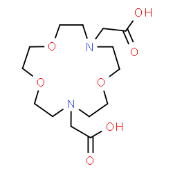 ChemSpider 2D Image | 2,2'-(1,4,10-Trioxa-7,13-diazacyclopentadecane-7,13-diyl)diacetic acid | C14H26N2O7