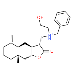 ChemSpider 2D Image | N-Benzyl-2-hydroxy-N-{[(3R,3aS,4aR,8aS,9aR)-8a-methyl-5-methylene-2-oxododecahydronaphtho[2,3-b]furan-3-yl]methyl}ethanaminium | C24H34NO3