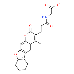 ChemSpider 2D Image | {[3-(4-Methyl-2-oxo-6,7,8,9-tetrahydro-2H-[1]benzofuro[3,2-g]chromen-3-yl)propanoyl]amino}acetate | C21H20NO6