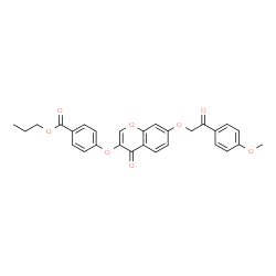 ChemSpider 2D Image | Propyl 4-({7-[2-(4-methoxyphenyl)-2-oxoethoxy]-4-oxo-4H-chromen-3-yl}oxy)benzoate | C28H24O8