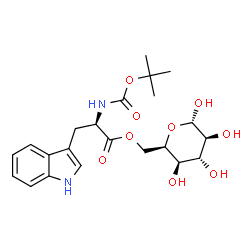 ChemSpider 2D Image | 6-O-(N-{[(2-Methyl-2-propanyl)oxy]carbonyl}-D-tryptophyl)-alpha-D-idopyranose | C22H30N2O9