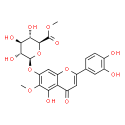 ChemSpider 2D Image | 2-(3,4-Dihydroxyphenyl)-5-hydroxy-6-methoxy-4-oxo-4H-chromen-7-yl methyl beta-D-glucopyranosiduronate | C23H22O13