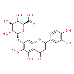 ChemSpider 2D Image | 2-(3,4-Dihydroxyphenyl)-5-hydroxy-6-methoxy-4-oxo-4H-chromen-7-yl beta-D-glucopyranosiduronic acid | C22H20O13