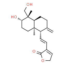 ChemSpider 2D Image | 3-{(E)-2-[(1S,4aS,5S,6S,8aS)-6-Hydroxy-5-(hydroxymethyl)-5,8a-dimethyl-2-methylenedecahydro-1-naphthalenyl]vinyl}-2(5H)-furanone | C20H28O4
