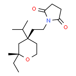 ChemSpider 2D Image | 1-{2-[(2R,4R)-2-Ethyl-4-isopropyl-2-methyltetrahydro-2H-pyran-4-yl]ethyl}-2,5-pyrrolidinedione | C17H29NO3