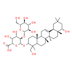 ChemSpider 2D Image | (5xi,9xi,18alpha,22alpha)-22,23-Dihydroxyolean-12-en-3-yl 2-O-beta-D-glucopyranosyl-beta-D-galactopyranosiduronic acid | C42H68O14