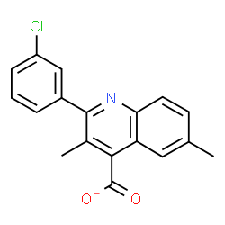 ChemSpider 2D Image | 2-(3-Chlorophenyl)-3,6-dimethyl-4-quinolinecarboxylate | C18H13ClNO2