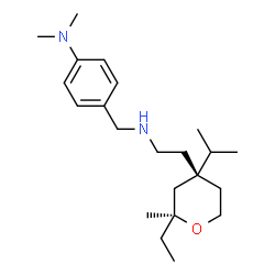 ChemSpider 2D Image | 4-[({2-[(2S,4R)-2-Ethyl-4-isopropyl-2-methyltetrahydro-2H-pyran-4-yl]ethyl}amino)methyl]-N,N-dimethylaniline | C22H38N2O