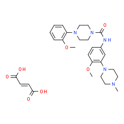 ChemSpider 2D Image | N-[4-Methoxy-3-(4-methyl-1-piperazinyl)phenyl]-4-(2-methoxyphenyl)-1-piperazinecarboxamide (2E)-2-butenedioate (1:1) | C28H37N5O7