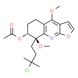ChemSpider 2D Image | (7R,8R)-8-(3-Chloro-3-methylbutyl)-4,8-dimethoxy-5,6,7,8-tetrahydrofuro[2,3-b]quinolin-7-yl acetate | C20H26ClNO5