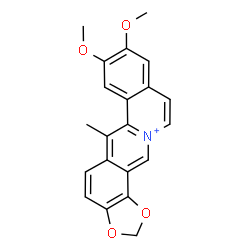 ChemSpider 2D Image | Benzo(a)-1,3-benzodioxolo(4,5-g)quinolizinium, 8,9-dimethoxy-6-methyl- | C21H18NO4