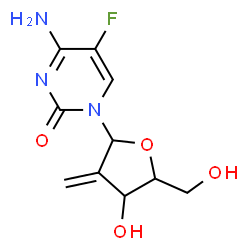 ChemSpider 2D Image | 4-Amino-1-(2-deoxy-2-methylenepentofuranosyl)-5-fluoro-2(1H)-pyrimidinone | C10H12FN3O4