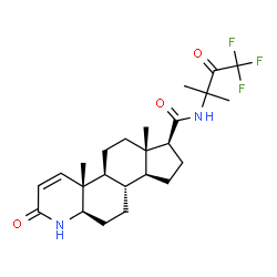 ChemSpider 2D Image | (4aR,4bS,6aS,7S,9aS,9bS,11aR)-4a,6a-Dimethyl-2-oxo-N-(4,4,4-trifluoro-2-methyl-3-oxo-2-butanyl)-2,4a,4b,5,6,6a,7,8,9,9a,9b,10,11,11a-tetradecahydro-1H-indeno[5,4-f]quinoline-7-carboxamide | C24H33F3N2O3