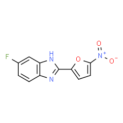 ChemSpider 2D Image | 6-Fluoro-2-(5-nitro-2-furyl)-1H-benzimidazole | C11H6FN3O3